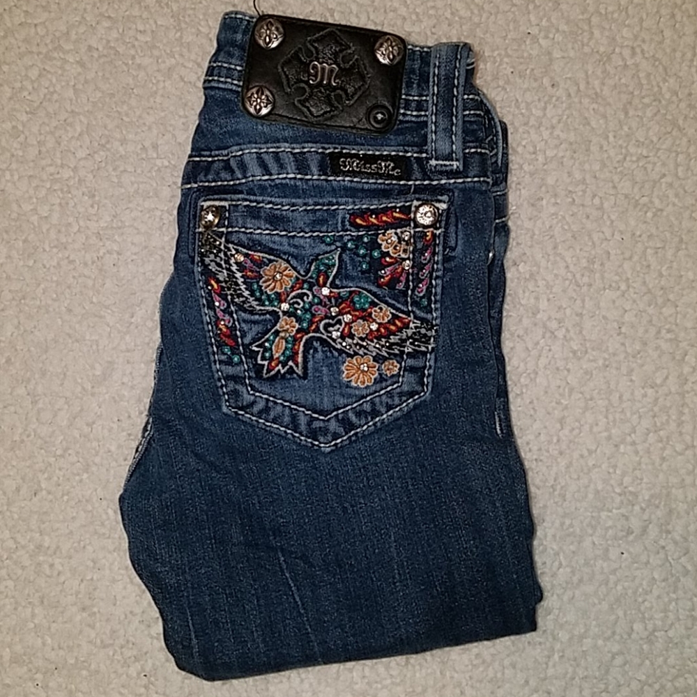 Darkwash Factory Faded Miss Me Capris Girls